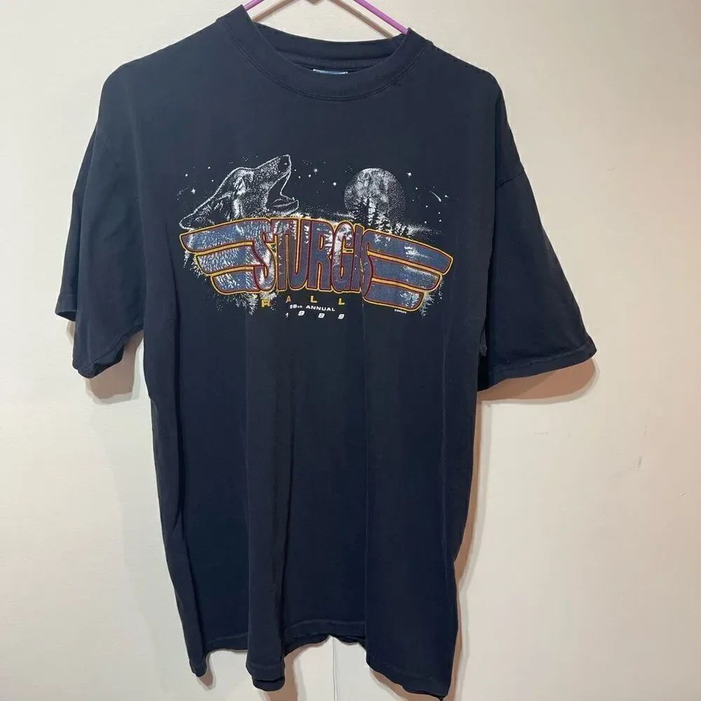 Vintage 1999 Sturgis Motorcycle Rally Mens Short Sleeve Shirt Black XL